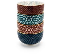 Bredemeijer Tasse à thé Pucheng 4- Set Porcelaine pétrole/rouge 153021