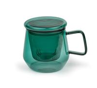Bredemeijer Tea for One Verre à thé en verre avec filtre à thé et couvercle en verre Vert transparent 350 ml