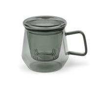 Bredemeijer Tea for One Verre à thé en vrac 350 ml avec infuseur à thé en verre et couvercle en verre - Tasse à thé en vrac à paroi simple transparent noir