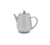 Bredemeijer Théière à double paroi 0,5 l - Petite théière isotherme en acier inoxydable argenté avec couvercle en verre et filtre à thé - Idéal pour les thés en vrac