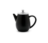 Bredemeijer Théière à double paroi 0,5 l - Petite théière isotherme en acier inoxydable noire avec couvercle en verre et filtre à thé - Idéale pour les thés en vrac
