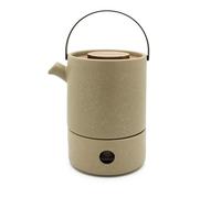 Bredemeijer Theiere Avec Infuseur Thé et Chauffe Plat Umea 1,2L-Gris argile | Petite Théière avec Infuseur en Céramique, Couvercle Bambou, Gain de Place et Lave-Vaisselle