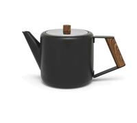 Bredemeijer Théière " Boston " 1,1 L Mat Noir En Optique Bois En Inox Neuf