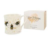 Bree Merryn Mug en porcelaine fine Bee Happy Animal 8,5 x 8 cm, Colorée