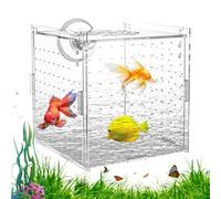 Breeder Box for Fish Tank, Suction Cup Aquarium Hatchery, Clear Nursery Divider, Secure Acrylic Build, Efficient Water Circulation, Betta Guppy Angelfish Fry, 3.94x3.94x3.94 inches