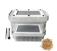 Breeding Box - Anti Moisture Rearing Case, Odor Proof Container with Tweezer Brush | Mealworm Breeding Bin Habitat for Sugar Glider Chicken Lizard Frog Tortoise Care Setup