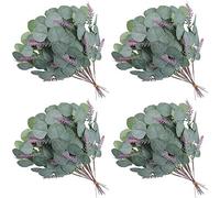 Breeshy 24 PièCes Feuilles D'Eucalyptus Artificielles Tiges en Vrac Faux Tiges Plante Argent Dollar Branches D'Eucalyptus