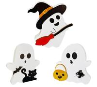 Breeshy décoration d'Halloween fantôme - Chat noir étrange - Chauve-souris - de sorcière - Décoration de plateau avec logo - Présentoir d'étagère pour