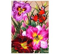 Breeshy Diamant Rond Plein Diamant Diamant Peinture Ensemble Salon Salle à Manger DéCoration Peinture Murale Papillon et Fleur