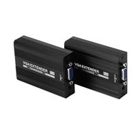Breeshy Extension de Réseau VGA 150 M RJ45 VGA Extender Audio Émetteur Récepteur pour Alimentation POE Prise UE 1 Ensemble