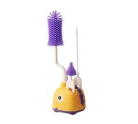 Breeshy Goupillon à biberon en silicone, brosse de nettoyage, égouttoir spécial nouveau-né, kit de nettoyage de tétons de rinçage long C