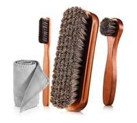 Breeshy Kit de 4 Brosses à Chaussures en CRIN de Cheval, Applicateurs de Cire, Nettoyage des Chaussures en Cuir, Brosses d'entretien des Bottes, Brosse de Nettoyage