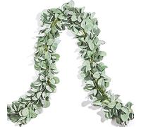 Breeshy Lot de 2 Guirlandes D'Eucalyptus, Guirlande d'oreille d'agneau Fausses Feuilles de Vigne pour Centre de Table de Mariage, FêTe, Maison, DéCor de Ferme