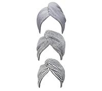 Breeshy Lot de 3 serviettes en microfibre pour femmes et petites filles, serviette pour cheveux anti-frisottis, turban à séchage avec bouton