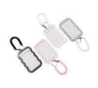 Breeshy Lot de 4 porte-cartes transparents ondulés avec cordon pour cartes de bus pour cartes de repas, étui de protection pour carte d'étudiant