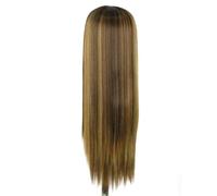 Breeshy Perruques Lace Front avec des Reflets Blond Miel, Lace Long Droit Perruques Sans Colle Yaki Straight Lace Front Wig 27 Pouces, Facile à Utiliser et Finition de Qualité