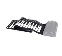 Breeshy Piano manuel à 49 touches avec haut-parleur - Portable et pliable - Instrument d'enseignement de piano pour débutants - Argenté