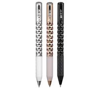 Breeshy Stylo Géométrique Froissé en Métal Fidget, Stylo à Changement de Forme Métallique Anti-Stress, Stylo Gel Rétractable de 0,5 Mm, Multicolore