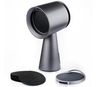 BREETEE Hotte de cuisine portable grise - Filtration multicouche, faible bruit, ventilateur d'échappement de cuisine compact à 3 vitesses, hotte de bureau avec 4 cœurs et filtres à charbon, tasse à