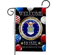 Breeze Decor Drapeau de bienvenue à la maison Air Garden Forces armées USAF United States American Military Veteran Retire Officiel Décoration de Maison Bannière Petit Jardin Cadeau Double Face