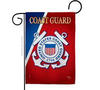 Breeze Decor Drapeau de jardin des gardes côtes américaines USCG Semper Paratus armées sous licence officielle USA Militaire Veteran Retire Décoratif, 33 x 47 cm, tissu épais