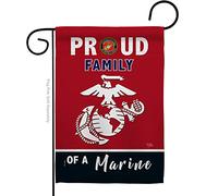 Breeze Decor Drapeau de jardin familial avec fierté des forces armées, corps marin, USMC Semper Fi, USA Militaire Veteran Retire Officiel Maison Bannière Petite Cour Cadeau Double Face Fabriqué aux États-Unis
