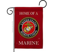 Breeze Decor Home of Marine Corps Drapeau de jardin Forces Armées USMC Semper Fi United State Military Veteran Retraite Officiel Maison Bannière Petite Yard Cadeau Double Face Fabriqué aux États-Unis