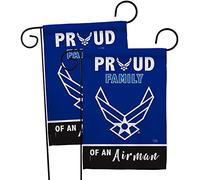 Breeze Decor Proud Family Airman Garden Flag 2pcs Pack Armed Air Force USAF United State American Military Veteran Retire Official House Banner Small Yard Gift Double-Sided, Made in USA