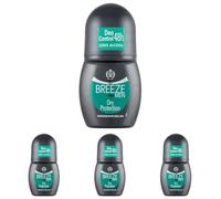BREEZE | Déodorant Roll On Dry Protection, Breeze Men, 1 x 50 ml (Lot de 4)