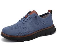 Breeze Men’s Business Casual Shoes Comfy Fit Lightweight Breathable for Work Travel Daily Commute (Blue-Black,EU_48)