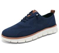 Breeze Men’s Business Casual Shoes Comfy Fit Lightweight Breathable for Work Travel Daily Commute (Dark-Blue,EU_46)