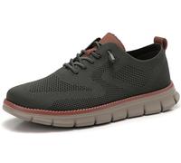 Breeze Men’s Business Casual Shoes Comfy Fit Lightweight Breathable for Work Travel Daily Commute (Green-Gray,EU_41)