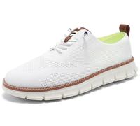 Breeze Men’s Business Casual Shoes Comfy Fit Lightweight Breathable for Work Travel Daily Commute (White,EU_39)