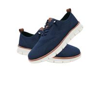 Breeze Men's Lightweight Mesh Casual Dress Sneakers - Breathable Walking Shoes for Work, Travel, and Everyday Wear (Blue,44)