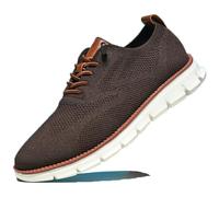 Breeze Men's Lightweight Mesh Casual Dress Sneakers, Soft Sole Business Casual Shoes for Travel, Office, Daily Wear (Coffee,48)