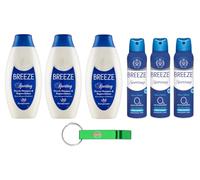 Breeze Sporting Pack de test 3 déodorants en spray 150 ml + 3 shampooings douche et gel douche 400 ml + porte-clés Beni Culinari