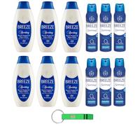 Breeze Sporting Pack de test 6 déodorants en spray 150 ml + 6 shampooings douche et gel douche 400 ml + porte-clés Beni Culinari