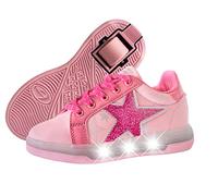 Breezy Rollers 2195680 LED Chaussures à roulettes Fille, Basket à LED avec une 1 Roue Rétractable, Chaussures avec Roulette avec Lumières Clignotante, Enfants Adolescents (rose/rose foncé, numeric_30)