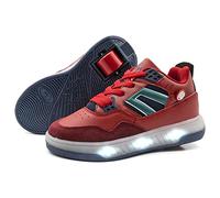 Breezy Rollers 2195701 Chaussures à roulettes LED pour enfant avec un rouleau, Rouge/bleu, 34 EU