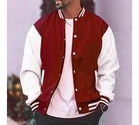 Breezy Veste de baseball en polaire fine pour homme, conçue avec un col montant, elle sera du plus bel effet n'importe où (L rouge foncé)