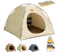 Breezyden Pop-Up Pet Tent - Foldable, Portable Hideaway for Cats and Small Dogs, Indoor and Outdoor Pet Tent House with Mesh Window, Pop-Up Design, Waterproof Cat Nest (Beige,L)