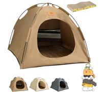 Breezyden Pop-Up Pet Tent - Foldable, Portable Hideaway for Cats and Small Dogs, Indoor and Outdoor Pet Tent House with Mesh Window, Pop-Up Design, Waterproof Cat Nest (Brown,M)