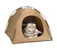 Breezyden Pop-Up Pet Tent, No Installation with Mesh Windows, Waterproof, Fully Washable, Scratch-Resistant, Year-Round Comfort for Cats & Small Dogs (Coffee,M:15.7 * 15.7 * 15.0in)