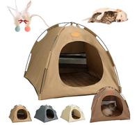 Breezyden Pop-Up Pet Tent, Portable Hideaway for Cats & Small Dogs, Cat Tents for Indoor Cats, Foldable Pet House for Indoor and Outdoor with Soft Cooling Pad with Mesh Windows (Coffee,S)