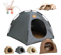 Breezyden Pop-Up Pet Tent, Portable Hideaway for Cats & Small Dogs, Cat Tents for Indoor Cats, Foldable Pet House for Indoor and Outdoor with Soft Cooling Pad with Mesh Windows (Gray,M)