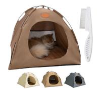 BreezyDen Pop-Up Pet Tent - Portable Hideaway for Cats & Small Dogs, Cat Tents for Indoor Cats,Pop up Design, with Cool Mat, Year Round Comfort, Washable (Brown, M (4 kg Pet))