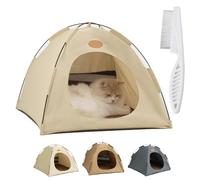 BreezyDen Pop-Up Pet Tent - Portable Hideaway for Cats & Small Dogs, Cat Tents for Indoor Cats,Pop up Design, with Cool Mat, Year Round Comfort, Washable (White, L (7.5 kg Pet))