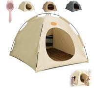 Breezyden Pop-Up Pet Tent,Portable Hideaway for Cats & Small Dogs,Pop Up Waterproof Cat Tent Foldable House, Fully Washable, No Assemble (Off-White, S(Fits Pets Under 2kg))