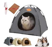 Breezyden Pop-Up Pet Tent,Portable Hideaway for Cats & Small Dogs with Cool Mat,No Installation with Mesh Windows,Fully Washable,Indoor/Outdoor Pet Tent House (Gray, L(Under 7.5kg))