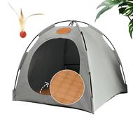 Breezyden Tente pop-up pour animal de compagnie, portable Hideaway pour chats et petits chiens, tapis en bambou intégré, respirant, cool breezyden pour chats et chiens, gris, taille S